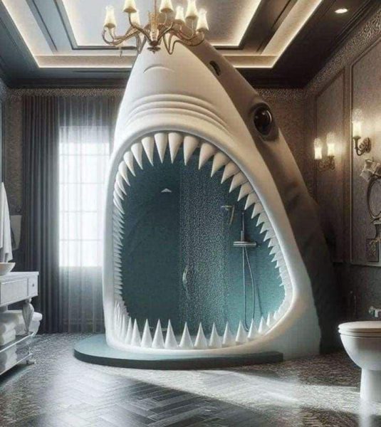 Shark Inspired Shower: Dive into an Oceanic Bathroom Experience