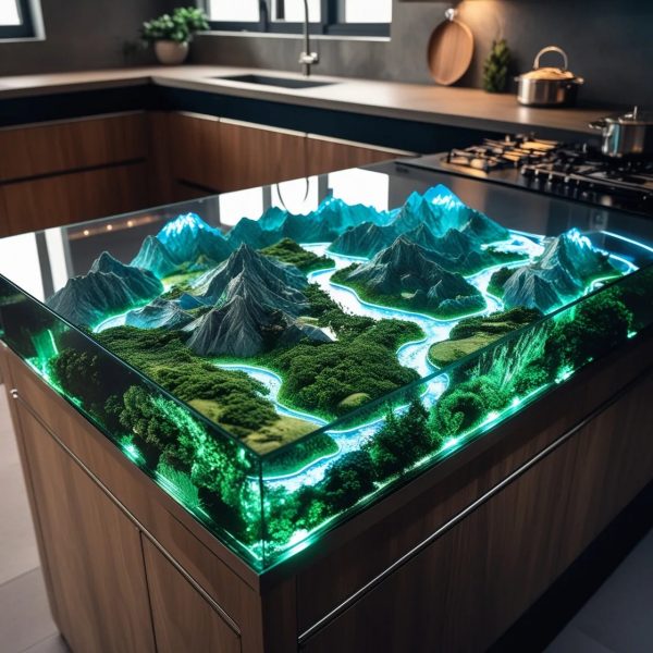 The Process of Creating an Epoxy Scene Kitchen Island